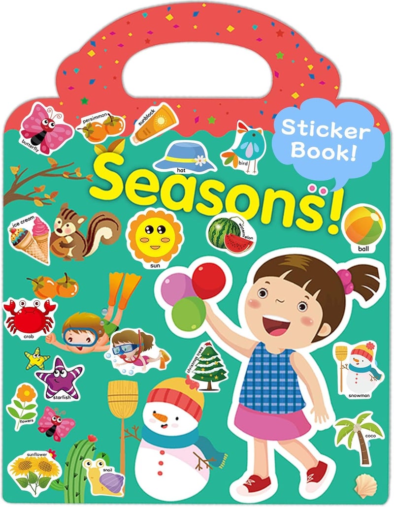 Benresive Reusable Sticker Books for Toddlers, Fun Travel Stickers for Kids, Toddler Sticker Book, Crafts Activities for Toddlers, 3 and Up Birthady Gifts - Season - Image 1